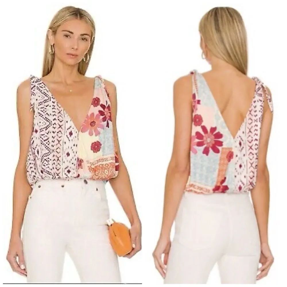 Revolve Free People Multicolor Patchwork Tied to You Tank